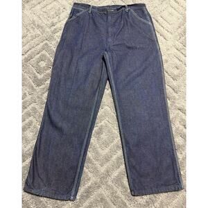VTG 80s DEADSTOCK ROEBUCKS CARPENTER JEANS 40x30 BLUE DENIM DARK TRIPLE STITCH